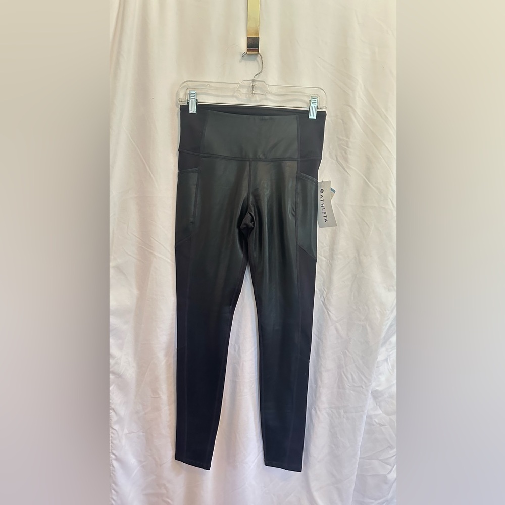 NWT Athleta faux leather front leggings